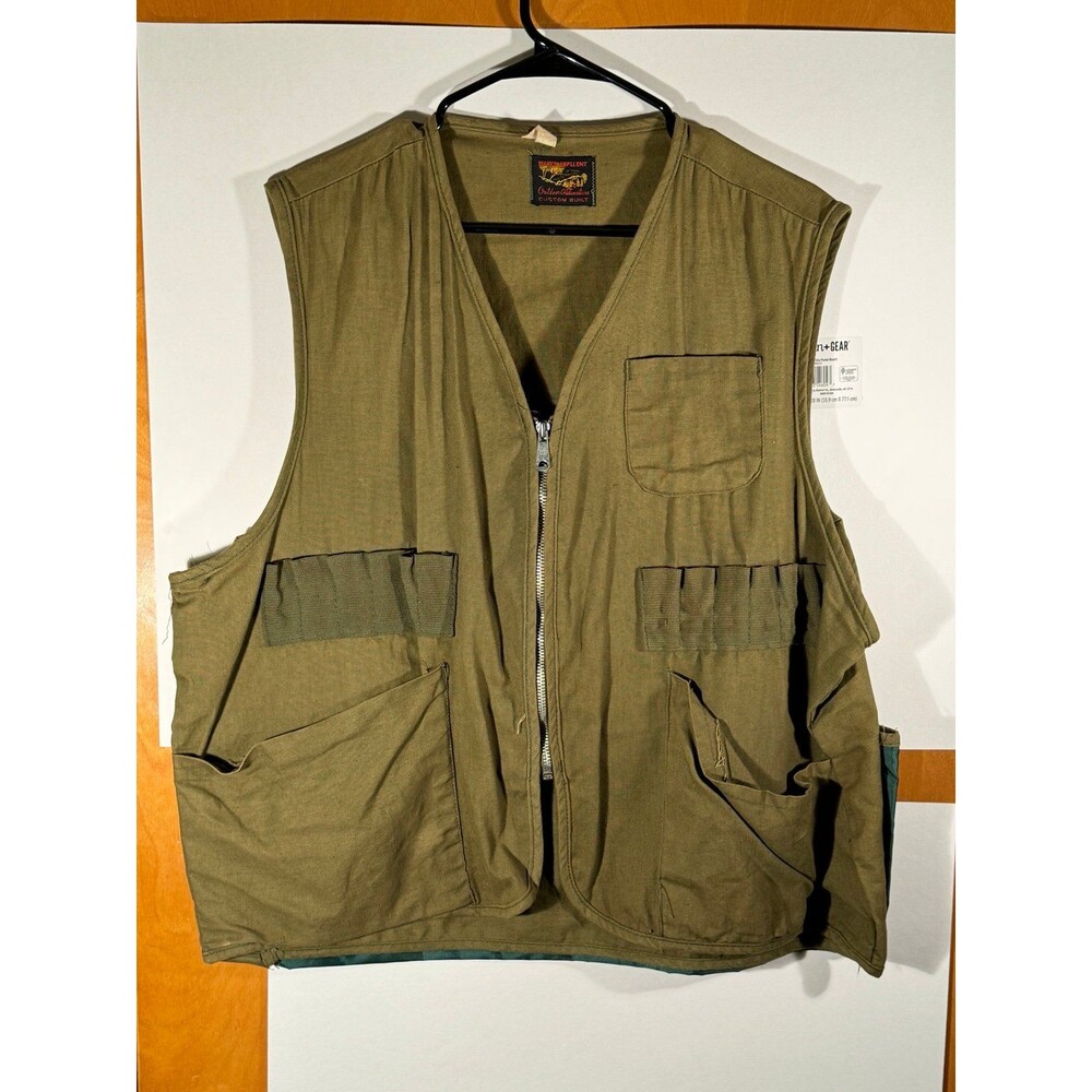 Vintage Outdoor Adventures Water Repellant Canvas Hunting Fishing Vest Men Large